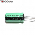 10uF 350V 105° Condensatore elettrolitico Passo 0.2" 1AA14771_L18a