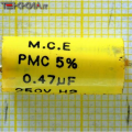 470nF 250V 5% Condensatore antinduttivo Policarbonato PMC M.C.E. 1AA20138_L18b