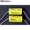 1.5nF 630V 5% Condensatore antinduttivo Policarbonato PMC M.C.E. 1AA20153_L18b